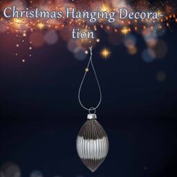 VFM e-Store Christmas Hanging Glass Bauble Decoration 15cm x 9cm Silver X 1 - Size: 15 cm x 9 cm - thumbnail 3