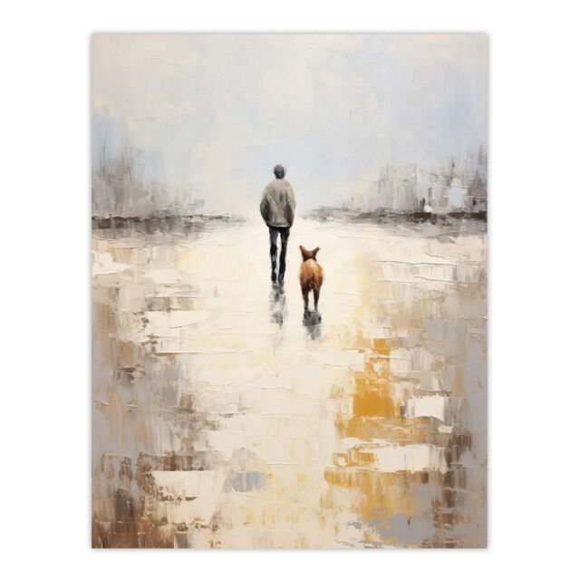 "Wee Blue Coo Wall Art Print Dog Walkers Dream Simple Calm Neutral Living Room in Beige - Size: W24"" x H32""" - image 1