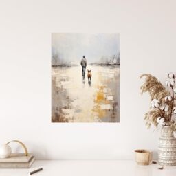 "Wee Blue Coo Wall Art Print Dog Walkers Dream Simple Calm Neutral Living Room in Beige - Size: W24"" x H32""" - thumbnail 4