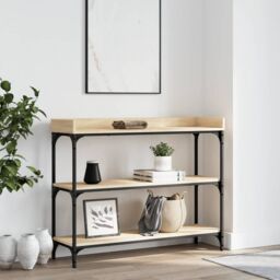 Berkfield Home Console Table with Shelves Sonoma Oak 100x30x80 cm in Brown - Size: 100 x 30 x 80 cm - thumbnail 1