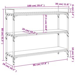 Berkfield Home Console Table with Shelves Sonoma Oak 100x30x80 cm in Brown - Size: 100 x 30 x 80 cm - thumbnail 9