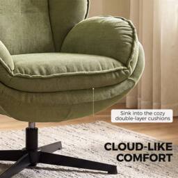 HOMCOM Armchair with Adjustable Footstool, 360° Swivel Accent Chair in Green - thumbnail 6
