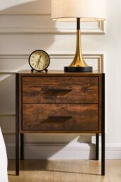 Home Discount Vida Designs Brooklyn 2 Drawer Bedside Cabinet Industrial-Style Chest Of Drawers Storage Bedroom Furniture in Dark Brown - thumbnail 2