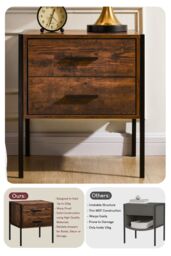 Home Discount Vida Designs Brooklyn 2 Drawer Bedside Cabinet Industrial-Style Chest Of Drawers Storage Bedroom Furniture in Dark Brown - thumbnail 7