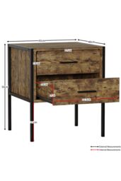 Home Discount Vida Designs Brooklyn 2 Drawer Bedside Cabinet Industrial-Style Chest Of Drawers Storage Bedroom Furniture in Dark Brown - thumbnail 3