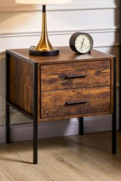 Home Discount Vida Designs Brooklyn 2 Drawer Bedside Cabinet Industrial-Style Chest Of Drawers Storage Bedroom Furniture in Dark Brown - thumbnail 1