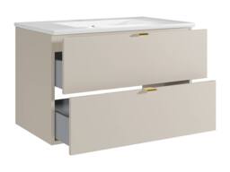Vente-unique Wall-Mounted Bathroom Vanity Unit With Inset Basin - Beige - 80 Cm - thumbnail 6