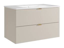 Vente-unique Wall-Mounted Bathroom Vanity Unit With Inset Basin - Beige - 80 Cm - thumbnail 5