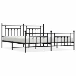 Berkfield Home Metal Bed Frame with Headboard & Footboard Black 193x203 cm - thumbnail 3
