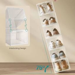 NESTLUNE White 6x Shoe Box Storage Case Hard Plastic Boxes - thumbnail 6