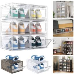 NESTLUNE White 6x Shoe Box Storage Case Hard Plastic Boxes