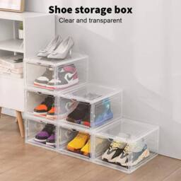 NESTLUNE White 6x Shoe Box Storage Case Hard Plastic Boxes - thumbnail 2