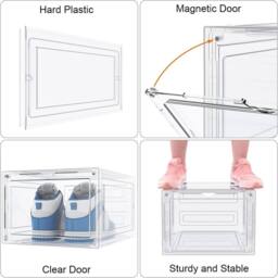 NESTLUNE White 6x Shoe Box Storage Case Hard Plastic Boxes - thumbnail 4