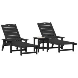 Berkfield Home 3 Piece Garden Lounge Set - Black HDPE - thumbnail 3