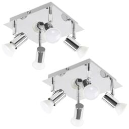ValueLights Spotlight Pair of 4 Way Silver Ceiling Plate Spotlight