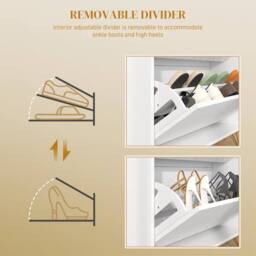 Wyld Haus Notafa White Chevron Shoe Cabinet Gold Accents Holds Up to 12 Pairs - thumbnail 8