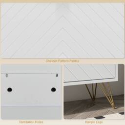 Wyld Haus Notafa White Chevron Shoe Cabinet Gold Accents Holds Up to 12 Pairs - thumbnail 9