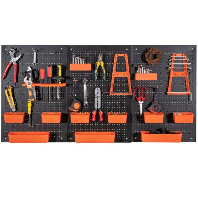 Costway Pegboard Wall Organizer 9-Bin Parts Rack Organizer w/ Hammer Racks in Orange - image 1