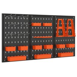 Costway Pegboard Wall Organizer 9-Bin Parts Rack Organizer w/ Hammer Racks in Orange - thumbnail 6