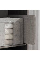 Living and Home Metal Frame Fabric Storage Box Clothes Organizer with Window in Light Grey - Size: Large - thumbnail 6