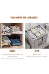 Living and Home Metal Frame Fabric Storage Box Clothes Organizer with Window in Light Grey - Size: Large - thumbnail 4
