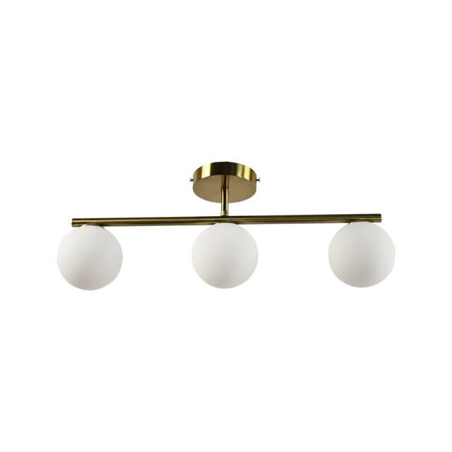First Choice Lighting Grosvenor - Satin Brass 3 Light Bar with Glass Globes in Gold - image 1