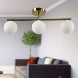 First Choice Lighting Grosvenor - Satin Brass 3 Light Bar with Glass Globes in Gold - thumbnail 3
