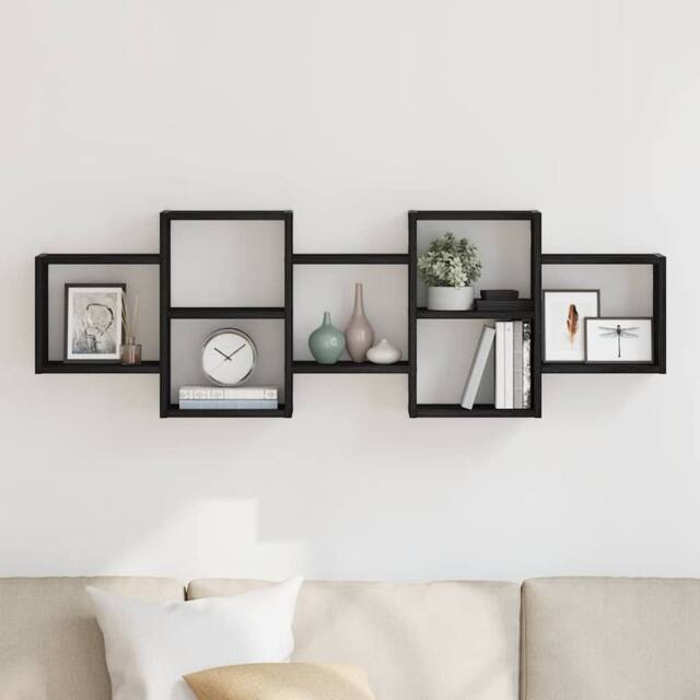 Berkfield Home Wall Shelf Black Oak 129x18x42 cm Engineered Wood - Size: 129 x 18 x 42 cm - image 1