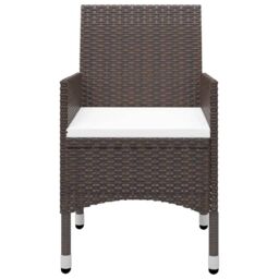 Berkfield Home 3 Piece Garden Bistro Set Poly Rattan & Tempered Glass Brown - thumbnail 5