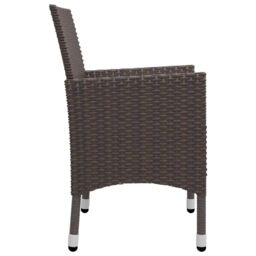 Berkfield Home 3 Piece Garden Bistro Set Poly Rattan & Tempered Glass Brown - thumbnail 6