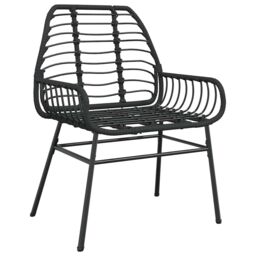 Berkfield Home 7 Piece Garden Dining Set Black Poly Rattan Glass - thumbnail 4