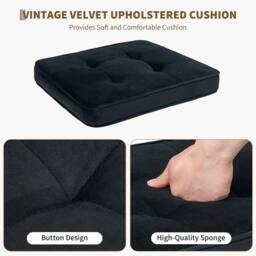VOGREX Wooden Rattan Dining Chairs Modern Velvet Armless Accent Chair - thumbnail 5