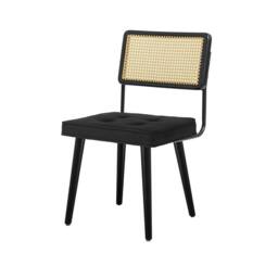VOGREX Wooden Rattan Dining Chairs Modern Velvet Armless Accent Chair - thumbnail 2
