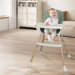 Dekko 6 in 1 Baby High Chair Kids Feeding Seat Removable Adjustable Tray in Green - thumbnail 1