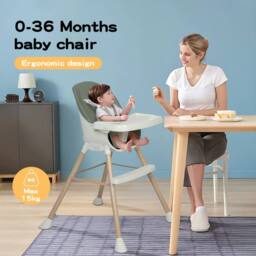 Dekko 6 in 1 Baby High Chair Kids Feeding Seat Removable Adjustable Tray in Green - thumbnail 2