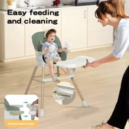 Dekko 6 in 1 Baby High Chair Kids Feeding Seat Removable Adjustable Tray in Green - thumbnail 6