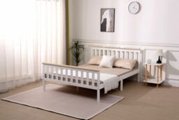 Starlight Beds Somnium White / Natural Top Shaker Wooden Bed Frame - Size: King - thumbnail 2