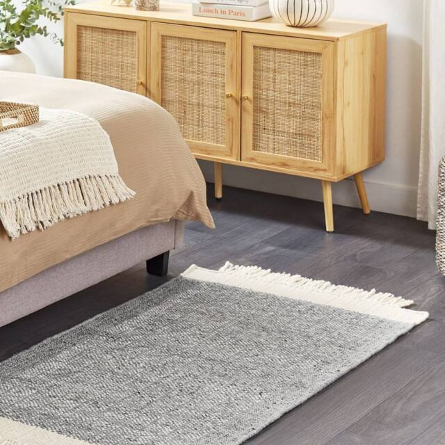Wyld and Coco Grey and Off-White Wool Rug 80 x 150 cm Handwoven - Size: 80 cm x 150 cm - image 1