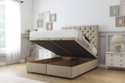 "Comfort Beds Winslow Coniston Ottoman Bed Base-54"" Floor Standing Headboard in Cream - Size: Single" - thumbnail 2