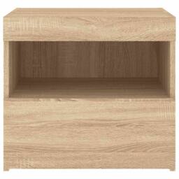 Berkfield Home Beautiful Bedside Cabinets with LED Lights 2 pcs Sonoma Oak 50x40 in Light Tan - thumbnail 9