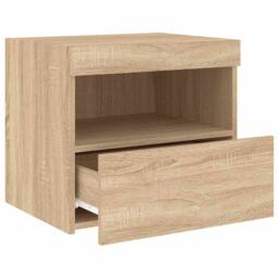 Berkfield Home Beautiful Bedside Cabinets with LED Lights 2 pcs Sonoma Oak 50x40 in Light Tan - thumbnail 8