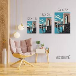 "Artery8 Clifton Suspension Bridge Modern Canvas Wall Art Print in Blue - Size: W18"" x H24""" - thumbnail 4