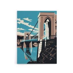 "Artery8 Clifton Suspension Bridge Modern Canvas Wall Art Print in Blue - Size: W18"" x H24""" - thumbnail 1