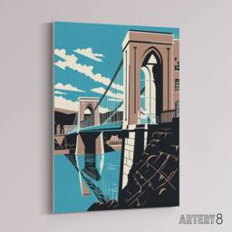 "Artery8 Clifton Suspension Bridge Modern Canvas Wall Art Print in Blue - Size: W18"" x H24""" - thumbnail 2