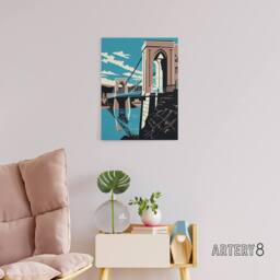 "Artery8 Clifton Suspension Bridge Modern Canvas Wall Art Print in Blue - Size: W18"" x H24""" - thumbnail 3