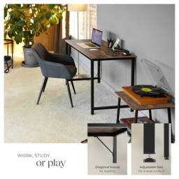 tectake Desk Jenkins - Computer, Writing, Study Table in Brown - Size: 800mm - thumbnail 4