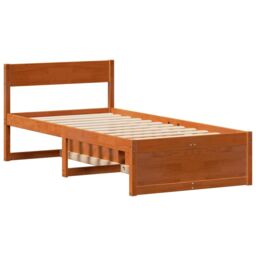 Berkfield Home Bed Frame without Mattress Wax Brown 100x200 cm Solid Wood Pine - thumbnail 5