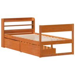 Berkfield Home Bed Frame without Mattress Wax Brown 100x200 cm Solid Wood Pine - thumbnail 3