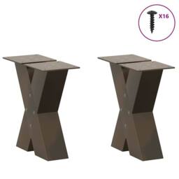 Berkfield Home Coffee Table Legs X-Shaped 2 pcs Natural Steel 40x(30-31) cm Steel in Brown - thumbnail 3
