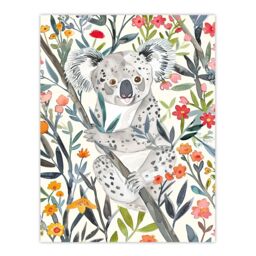 "Artery8 Happy Koala Bear on Blooming Tree Watercolour Wall Art Print - Size: W18"" x H24""" - thumbnail 1